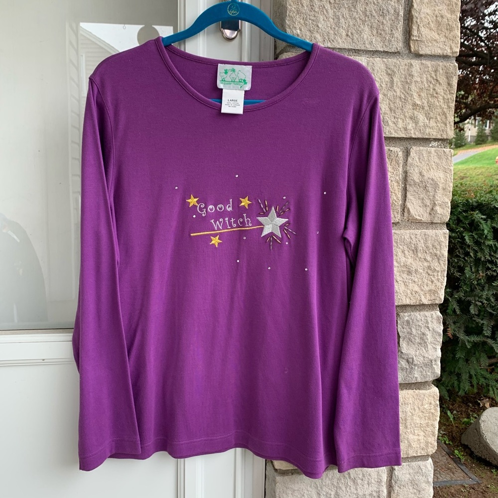 Quacker Factory Good Witch LS Shirt-Purple